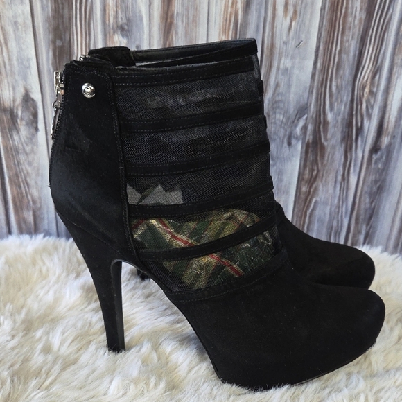 G by Guess Black Mesh Heeled Boots Size 8M - Picture 3 of 6
